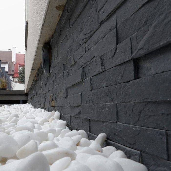 Panel ścienny Łupek Black 10x36"Z" Kamień elewacyjny Cokół Ściana