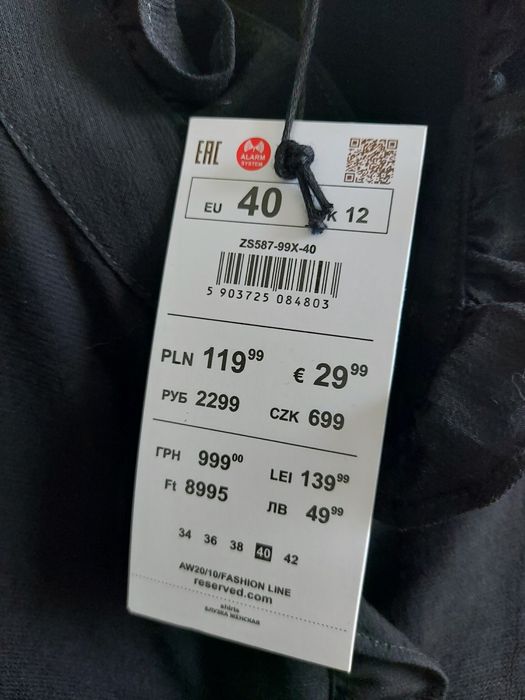 Reserved czarna bluzka z długim rękawem 40 L koszula wiskoza
