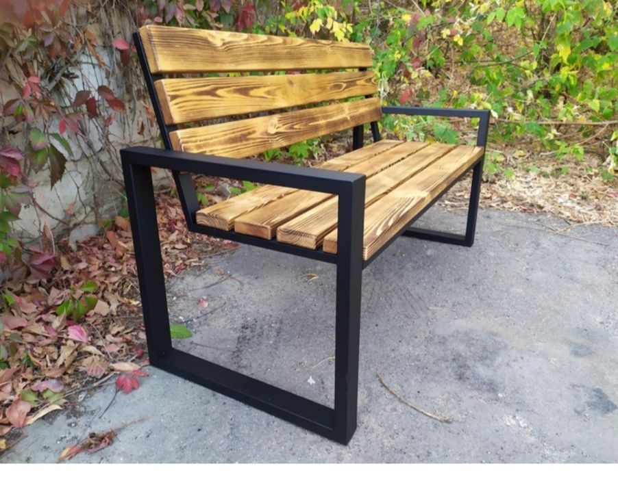 Скамейка дерево ковка
