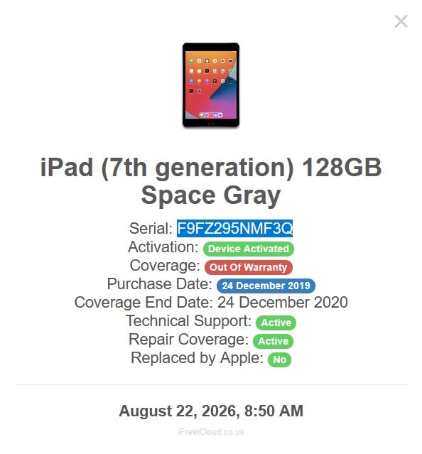 iPad A2197 7gen 128gb