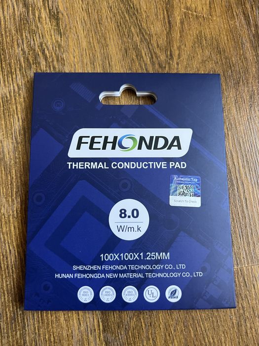 Термопрокладка Fehonda 100x100x1.25mm (8W/m*k)