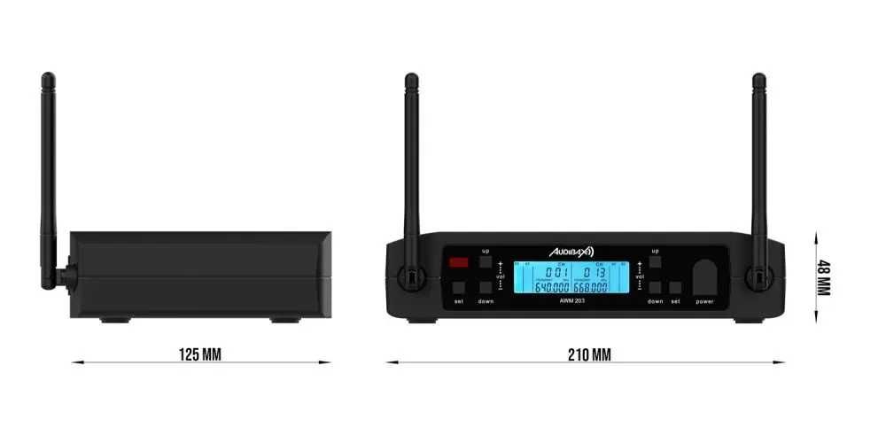 Audibax AWM 203 – Sistema de Microfone Profissional Sem Fios Duplo UHF