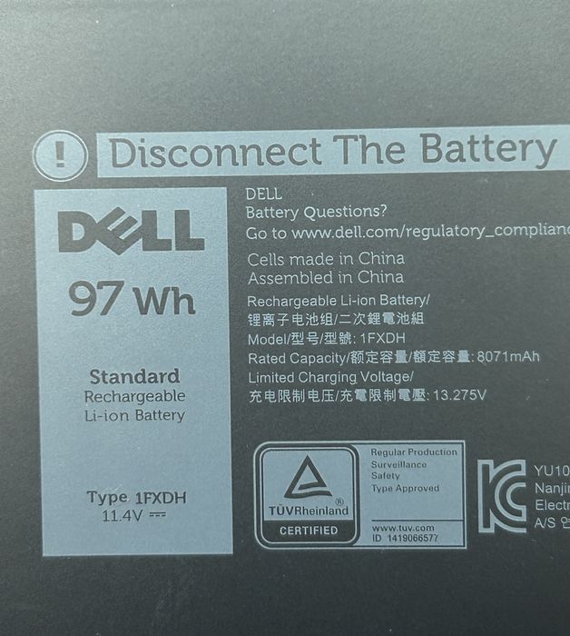 б/в Оригінальна Акумуляторна Батарея АКБ 97Wh Dell Precision, Latitude