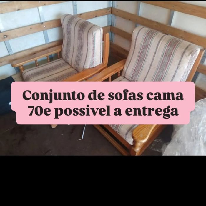 Conjunto de sofa cama com duas Poltronas