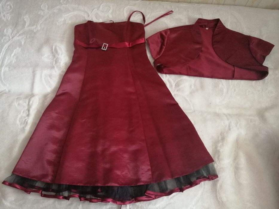 Sukienka bordowa okolicznościowa wesele, studniówka