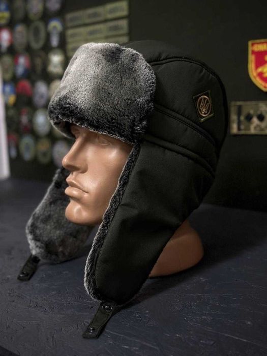Тепла зимова військова шапка - вушанка фліс Олива, піксель, мультикам