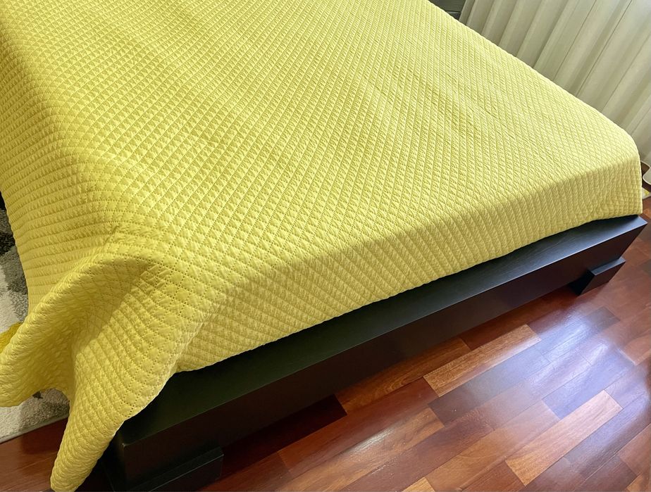 Cama casal preta/cinza prata