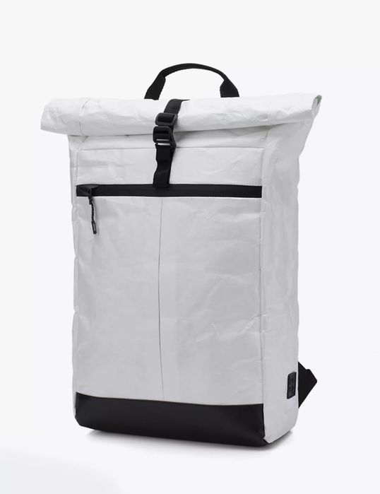 Міський рюкзак-ролтоп в білому кольорі Keep Podil Mini white  матеріал Tyvek (зроблено в Україні)