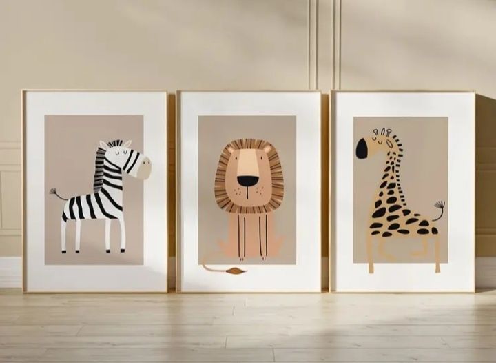 3 Quadros animais selva64286113814403120