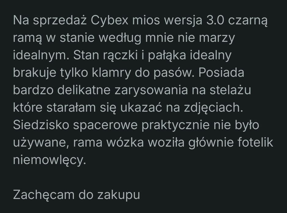 Cybex mios 3.0 stelaż i siedzisko spacerowe