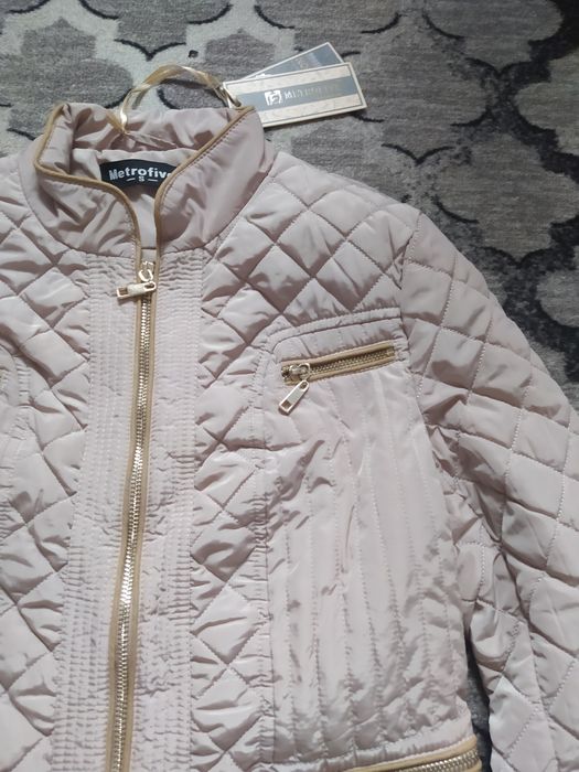 Kurtka wiosenna pikowana beżowa z kieszeniami Metrofive