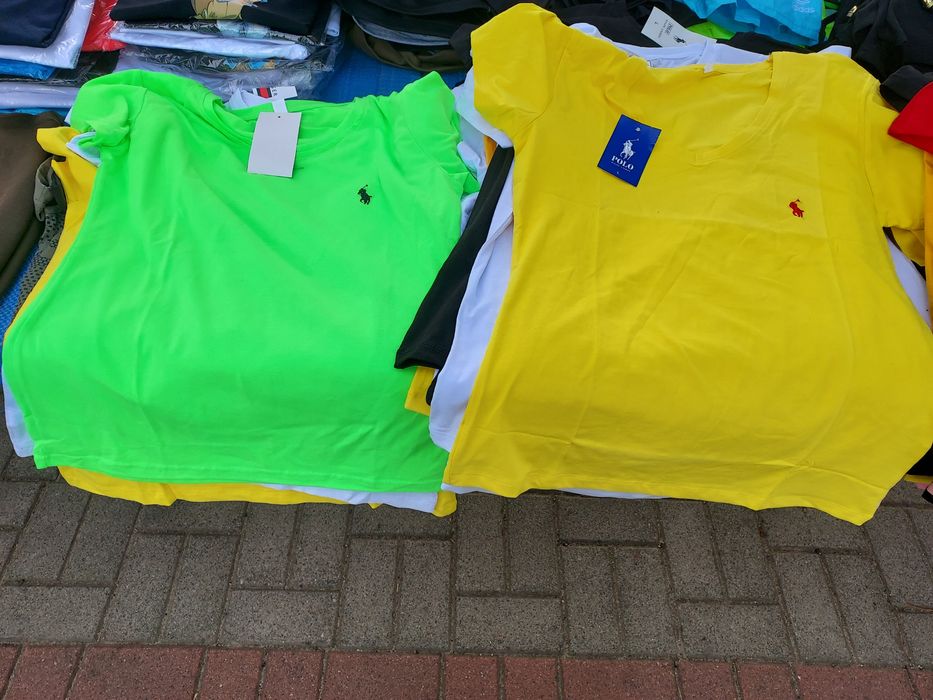 Damskie koszulki bawełniane z wyszywanym logo.  S.M.L