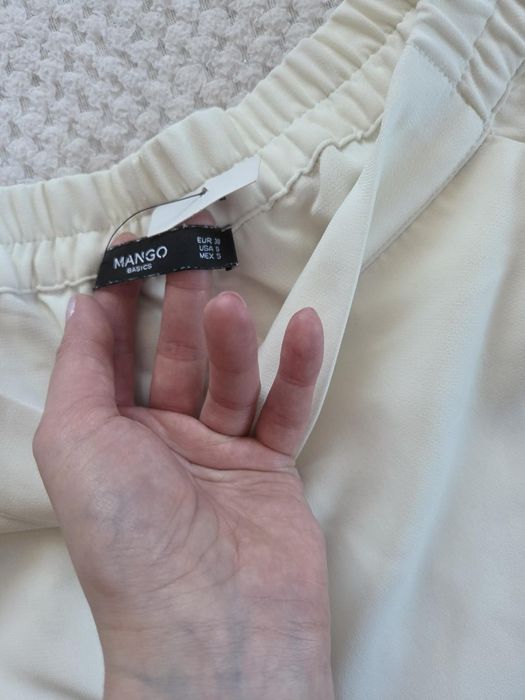 Nowe śmietankowe spodnie damskie kuloty 7/8 wysoki stan gumka w pasie