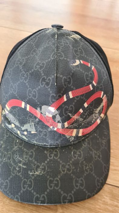 Czapka z daszkiem Gucci. Wąż. Czarna.
