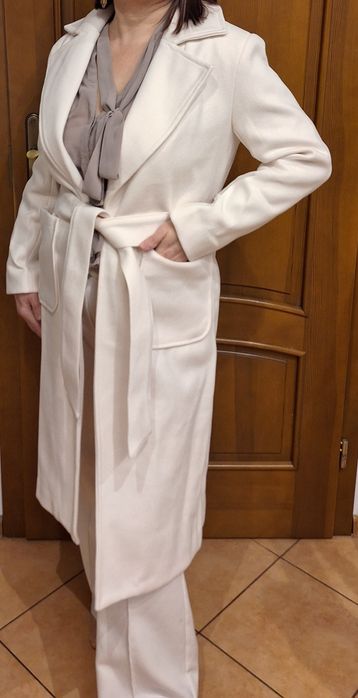 Elegancki płaszcz ecru S