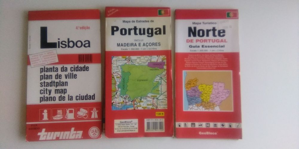 22 mapas/plantas de Portugal, Lisboa, Porto, Madeira, Açores