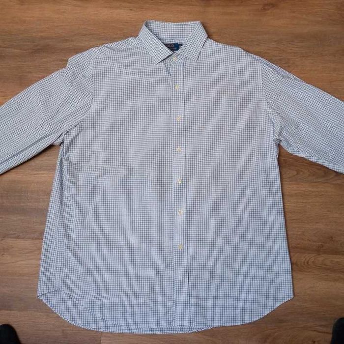 Ralph Lauren Non-Iron Koszula Męska W Kratkę Z Długim Rękawem Rozmiar XL