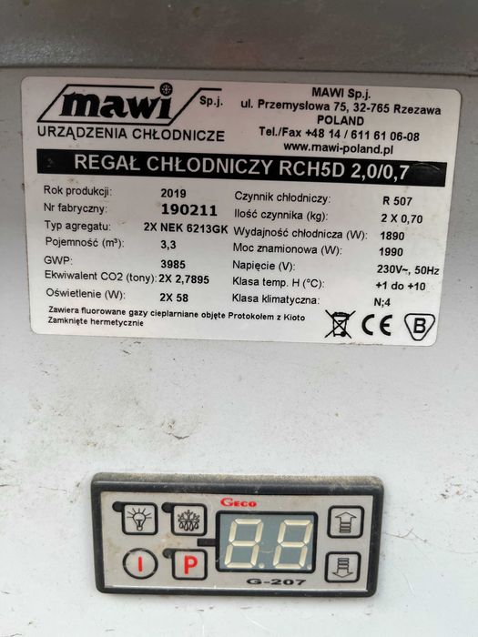 Regał chłodniczy Mawi dł. 2 m. 2019 r.
