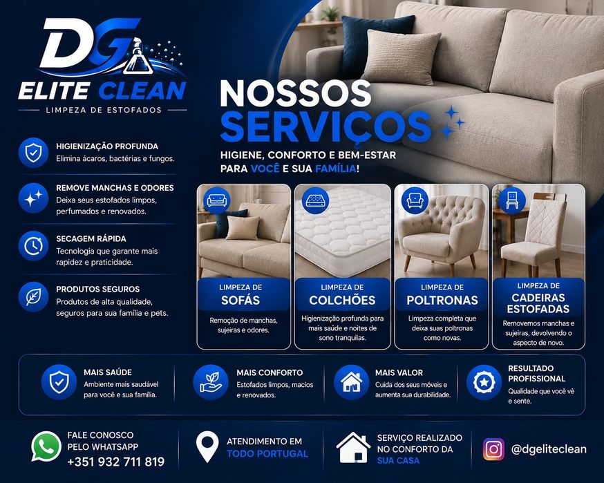 Limpeza e Higienização de Estofados  DG Elite Clean