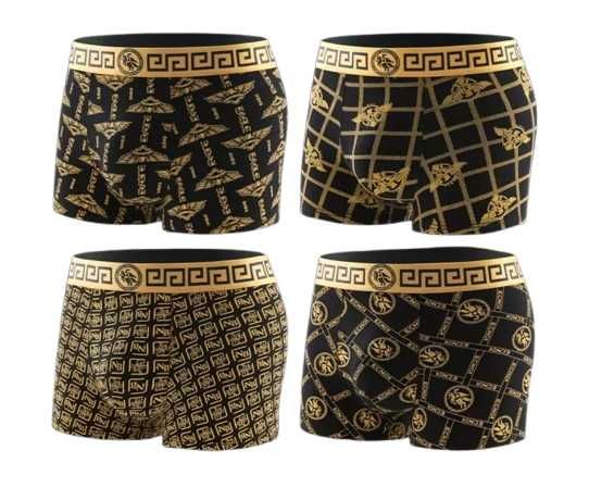 4-pack delikatne bokserki ze złotym wzorem M
