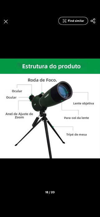 Monoculo para observação 25x75x70