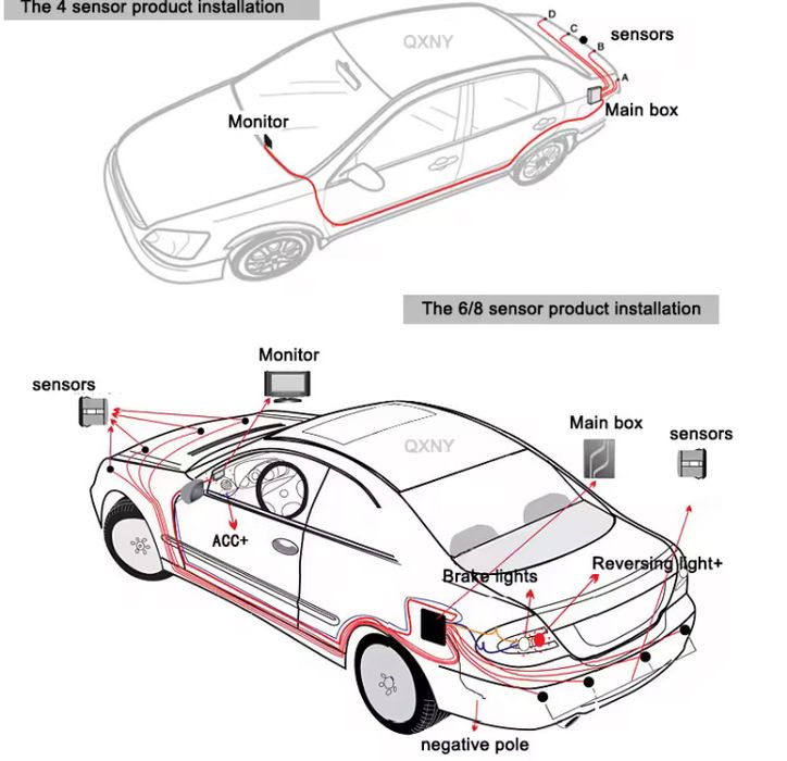 Парктронік на 8 датчиків з LCD-дисплеєм (Перед + Зад)