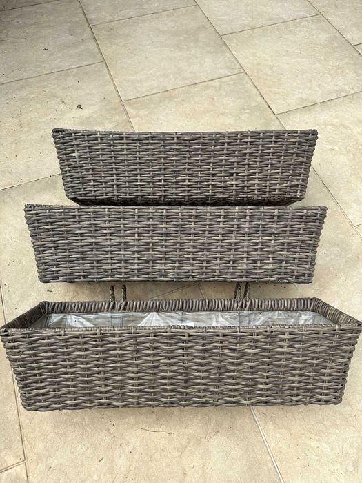 korytka długie  technorattan 3 szt