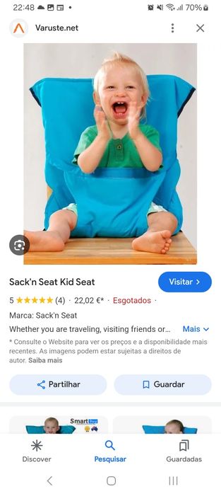 Sack'n seat - cadeira de bebé portátil