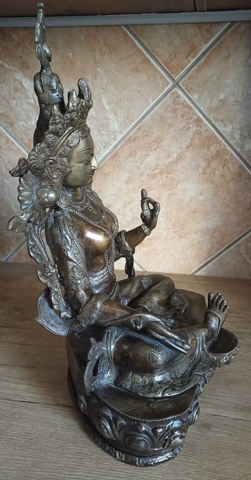 Figura Bogini BIAŁA TARA stara zabytkowa ręcznie robiona