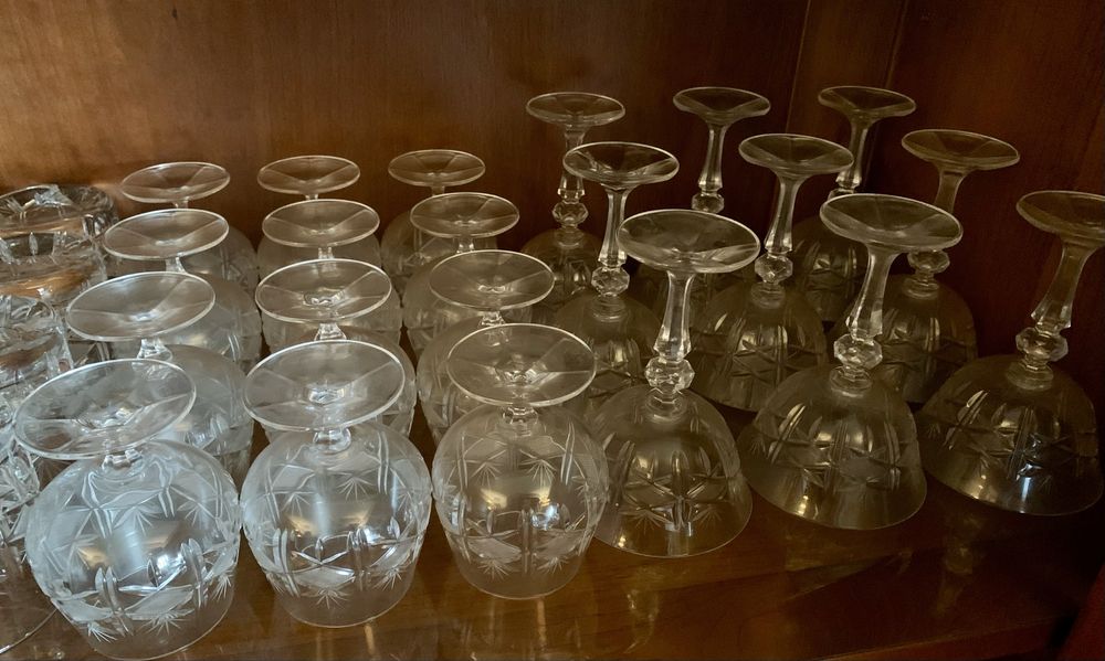 Serviço vintage copos cristal Bohemia