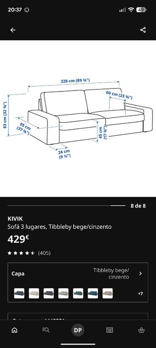 Sofá Kivik 3 lugares IKEA