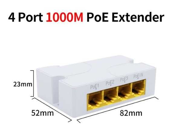 Мережевий PoE світч повторювач на 4 порти 1 Гігабіт/c