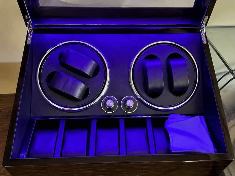 Automatyczna gablotka na zegarki Watch Winder 2 rotory + podświetlenie LED