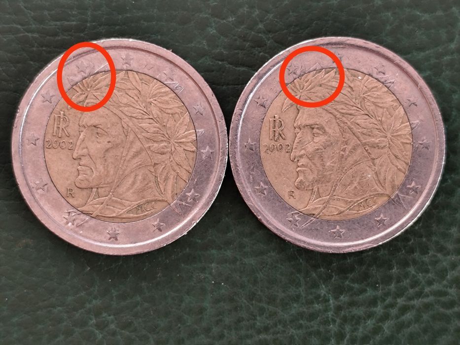 Moedas de €2 com defeito