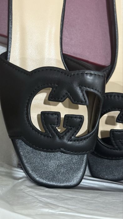 Gucci klapki 38 czarne skóra nowe
