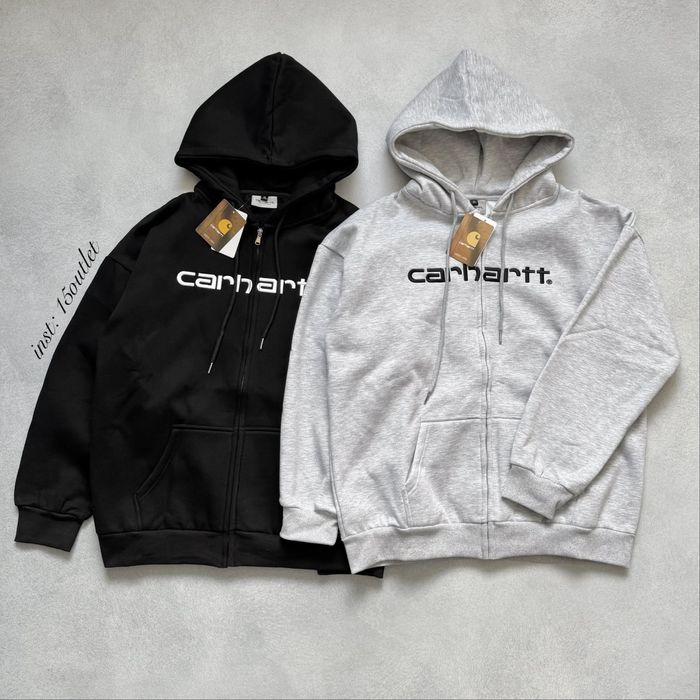 Зип худи Carhartt WIP Zip Hooded Black Кофта Кархарт Оверсайз