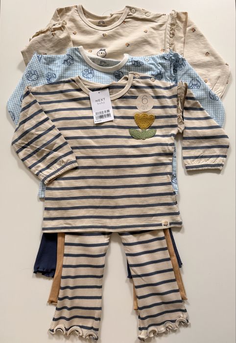 Nowy zestaw NEXT 6-pak: bluzki + legginsy r. 80