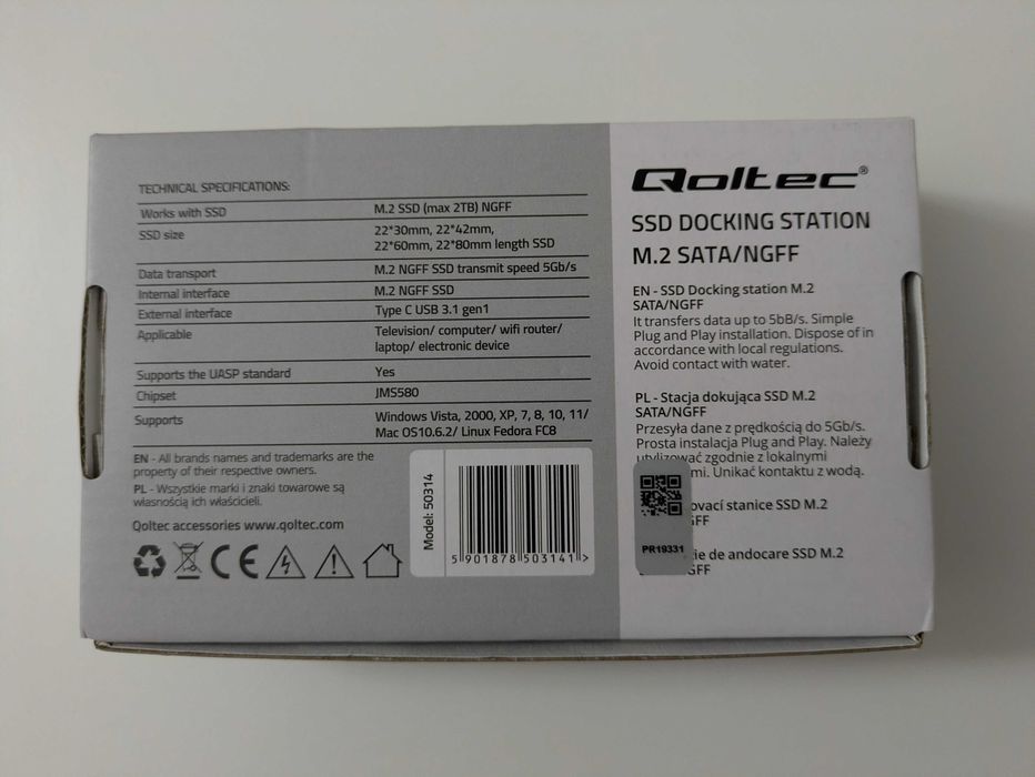 Stacja Dokująca SSD M2 SATA MGFF Qoltec USB-C