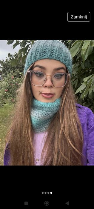 Komplet wełniany czapka plus komin