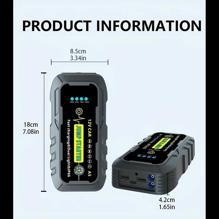 D75-BOOSTER Jumpstarter arrancador 1000A 12V om Duplas Saídas USB