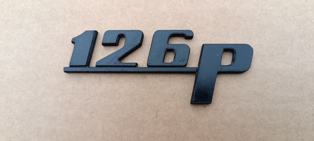 Fiat 126p emblemat na klapę tylną napis czarny plastik zamiennik ładny