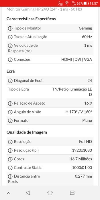Monitor gaming hp24o