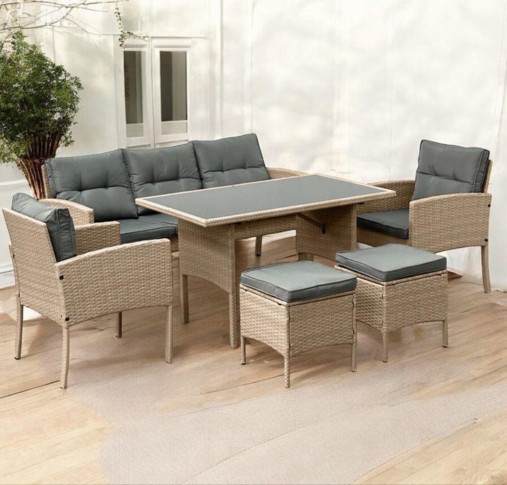 Meble ogrodowe technorattan SOFA fotele pufy stół  nowe