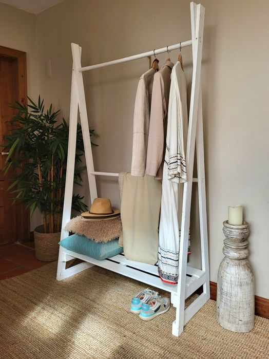 estante, cabide, charriot, bengaleiro, branco, rustico