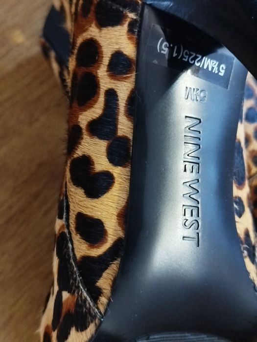 Nowe skórzane z włosiem botki na szpilce Nine West 36,5