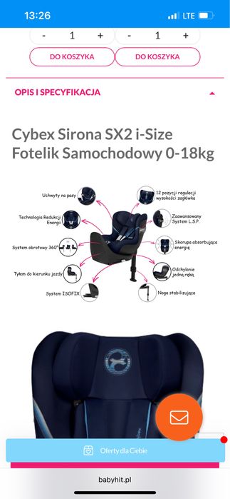 Cybex Sirona SX2 i-Size fotelik uzywany szary