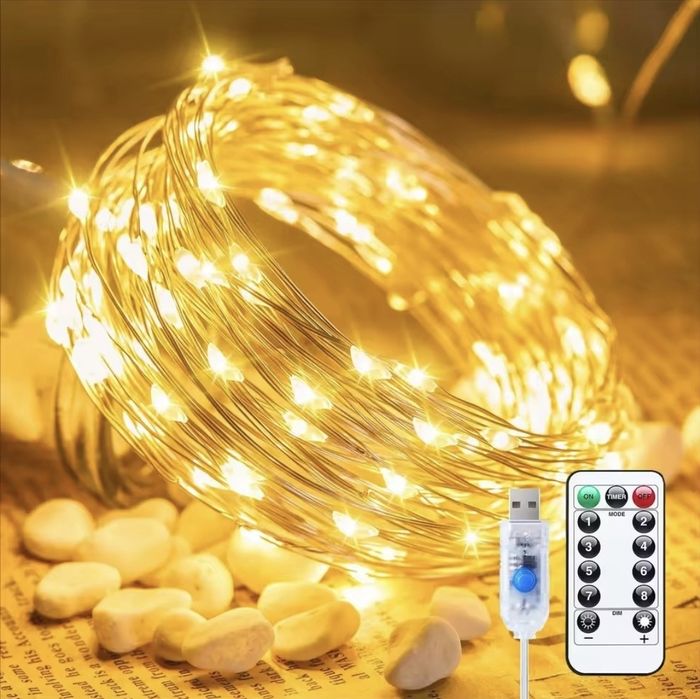 Новорічна гірлянда 30м usb з пультом (пульт з батарейкою)