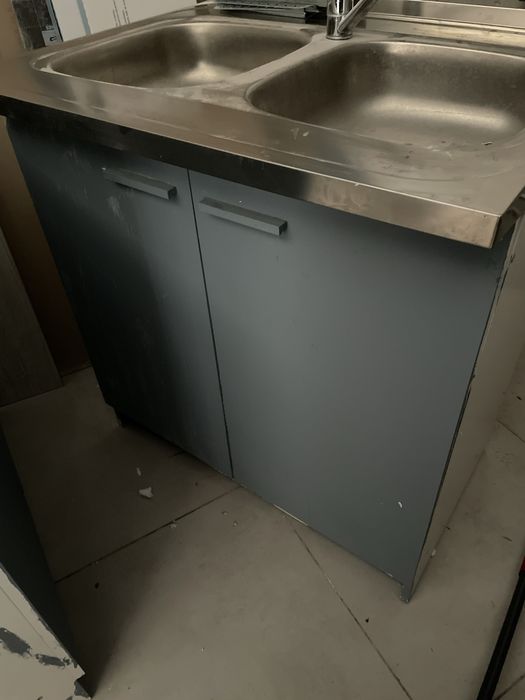 Zlew dwie komory szary