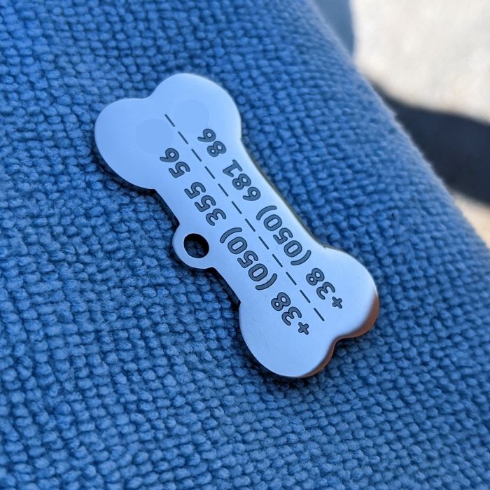 Адресник для собаки з індивідуальним гравіюванням із нержавіючої сталі