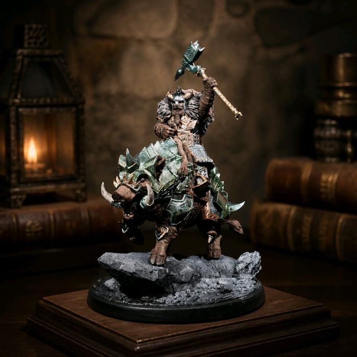 Krasnolud Jeździec Figurka 32mm 14K zgodna z DnD RPG Pathfinder Warham